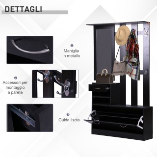 Σχάρα επίπλων εισόδου HOMCOM με σχάρα παπουτσιών και καθρέφτη, σε μ...