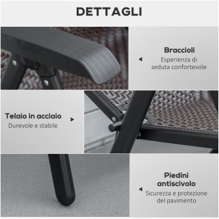 Σετ καρέκλα κήπου Outsunny 2 τεμαχίων σε Rattan PE και ατσάλι, Πτυσ...