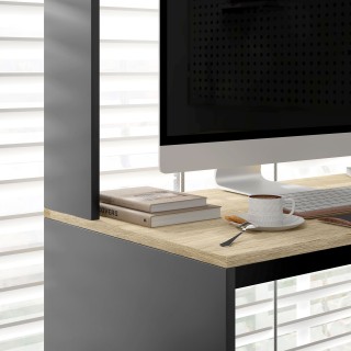 HOMCOM Μοντέρνο Γραφείο με Ράφια και Ξύλινη Υποστήριξη CPU, 114x45x...