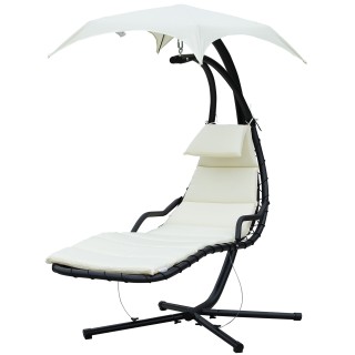 Outsunny Sun Lounger Chaise Longue Ξαπλώστρα με Canopy Cream 190 11...