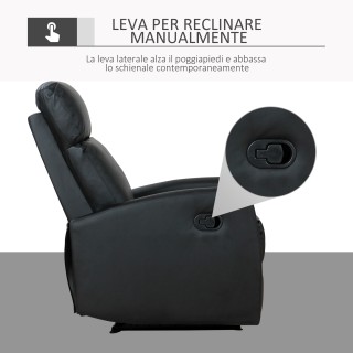 Homcom Εργονομική Ανακλινόμενη Πολυθρόνα Relax σε Eco-Leather, 65x9...