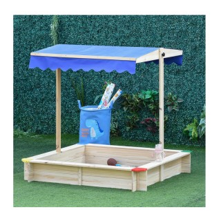 Ξύλινη Τετράγωνη Αμμοδόχος με Οροφή Σκίασης 120 x 120 x 120 cm Outs... Ξύλινη Τετράγωνη Αμμοδόχος με Οροφή Σκίασης 120 x 120 x 120 cm Outs...