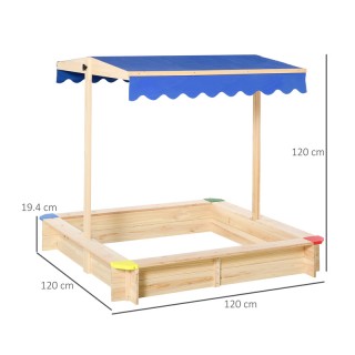 Ξύλινη Τετράγωνη Αμμοδόχος με Οροφή Σκίασης 120 x 120 x 120 cm Outs... Ξύλινη Τετράγωνη Αμμοδόχος με Οροφή Σκίασης 120 x 120 x 120 cm Outs...
