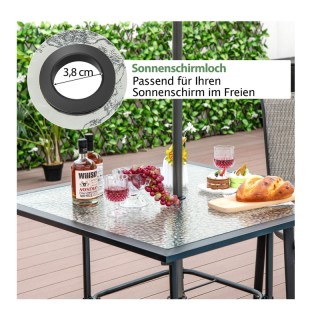 Τετράγωνο Μεταλλικό Τραπέζι Εξωτερικού Χώρου με Γυάλινη Επιφάνεια 8...