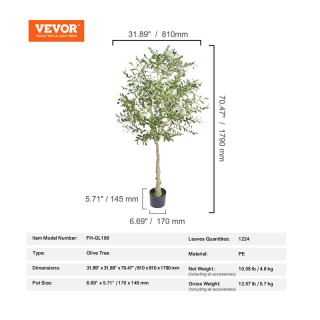 Τεχνητό Φυτό Ελιά 1790 mm VEVOR RZS6FTGLS000VAJSMV0 Τεχνητό Φυτό Ελιά 1790 mm VEVOR RZS6FTGLS000VAJSMV0