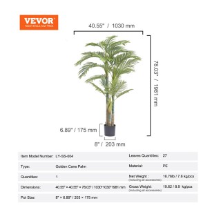 Τεχνητό Φυτό Gold Cane Φοίνικας 1981 mm VEVOR RZRDZW65FT1JI8DP4V0 Τεχνητό Φυτό Gold Cane Φοίνικας 1981 mm VEVOR RZRDZW65FT1JI8DP4V0
