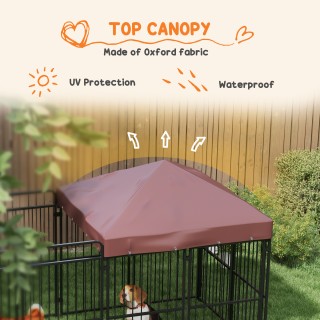 PawHut Outdoor Metal Dog Run with Roof, 282x121x159cm, Καφέ D02-175...