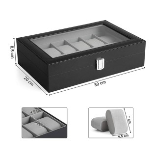 Θήκη Ρολογιών με 12 Θέσεις 32 x 20 x 8.5 cm Songmics JWB12BK
