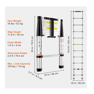 Τηλεσκοπική Σκάλα Αλουμινίου 3.2 m VEVOR 840281562329