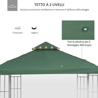 Outsunny Αντικατάσταση Στέγης για Double Roof Garden Gazebo 3x3m 01...
