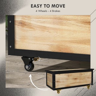 Πάγκος αποθήκευσης Outsunny 121L με 4 τροχίσκους και λαβές από ξύλο...