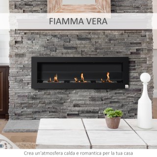 HOMCOM Επιτοίχιο Τζάκι Βιοαιθανόλης Με Κάλυψη 20m² Βιοτζάκι σε Ατσά...