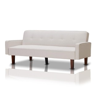 Τριθέσιος Καναπές Κρεβάτι 188 x 80 x 97 cm Χρώματος Λευκό Shally Do...