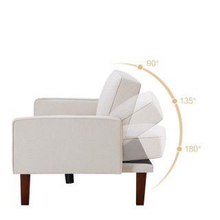 Τριθέσιος Καναπές Κρεβάτι 188 x 80 x 97 cm Χρώματος Λευκό Shally Do...