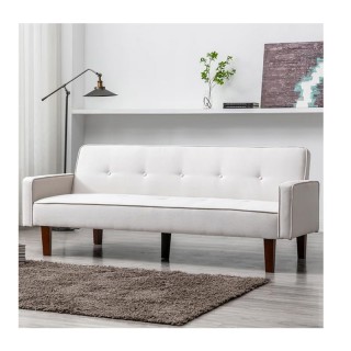 Τριθέσιος Καναπές Κρεβάτι 188 x 80 x 97 cm Χρώματος Λευκό Shally Do...