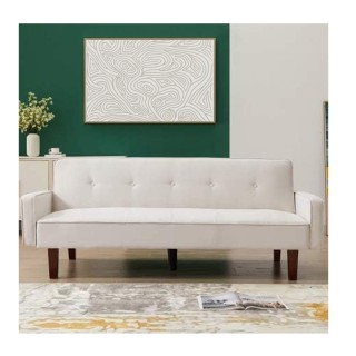 Τριθέσιος Καναπές Κρεβάτι 188 x 80 x 97 cm Χρώματος Λευκό Shally Do...