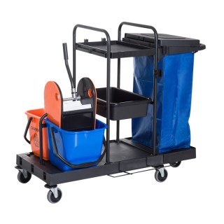Τρόλεϊ Καθαρισμού με 2 Κουβάδες και Στίφτη 18 Lt με Σακούλα Απορριμ...