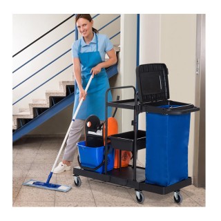 Τρόλεϊ Καθαρισμού με 2 Κουβάδες και Στίφτη 18 Lt με Σακούλα Απορριμ...