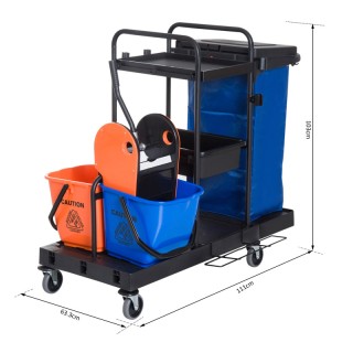 Τρόλεϊ Καθαρισμού με 2 Κουβάδες και Στίφτη 18 Lt με Σακούλα Απορριμ...