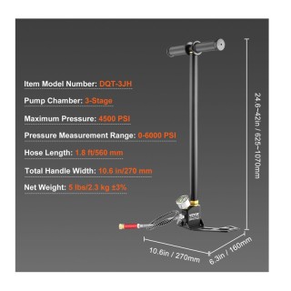 Τρόμπα Δαπέδου / Χειρός PCP για Πιστόλι Αέρα 3 Σταδίων 4500 PSI VEV... Τρόμπα Δαπέδου / Χειρός PCP για Πιστόλι Αέρα 3 Σταδίων 4500 PSI VEV...