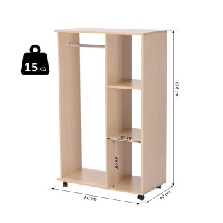 Τροχήλατη Ξύλινη Ανοιχτή Ντουλάπα 80 x 40 x 128 cm HOMCOM 831-078 Τροχήλατη Ξύλινη Ανοιχτή Ντουλάπα 80 x 40 x 128 cm HOMCOM 831-078