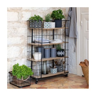 Τροχήλατη Μεταλλική Ραφιέρα με 4 Ξύλινα Ράφια 70 x 31 x 97.5 cm Atm... Τροχήλατη Μεταλλική Ραφιέρα με 4 Ξύλινα Ράφια 70 x 31 x 97.5 cm Atm...