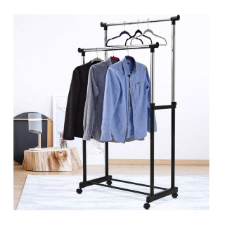 Τροχήλατη Διπλή Μεταλλική Κρεμάστρα Ρούχων Δαπέδου 80 x 40 x 90-165...