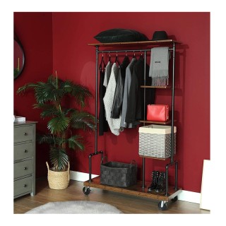 Τροχήλατη Μεταλλική Κρεμάστρα Δαπέδου με 5 Ξύλινα Ράφια 103.5 x 40 ... Τροχήλατη Μεταλλική Κρεμάστρα Δαπέδου με 5 Ξύλινα Ράφια 103.5 x 40 ...