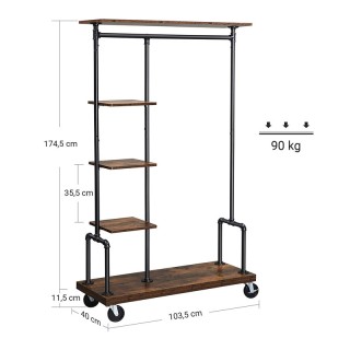 Τροχήλατη Μεταλλική Κρεμάστρα Δαπέδου με 5 Ξύλινα Ράφια 103.5 x 40 ... Τροχήλατη Μεταλλική Κρεμάστρα Δαπέδου με 5 Ξύλινα Ράφια 103.5 x 40 ...