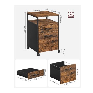 Τροχήλατη Μεταλλική Συρταριέρα Γραφείου με 2 Συρτάρια και 1 Ράφι 42...