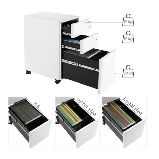 Τροχήλατη Μεταλλική Συρταριέρα Γραφείου με 3 Συρτάρια 30 x 46 x 59.... Τροχήλατη Μεταλλική Συρταριέρα Γραφείου με 3 Συρτάρια 30 x 46 x 59....