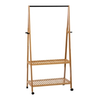 Τροχήλατη Ξύλινη Κρεμάστρα Ρούχων Δαπέδου με 2 Ράφια και 1 Ράγα 80 ... Τροχήλατη Ξύλινη Κρεμάστρα Ρούχων Δαπέδου με 2 Ράφια και 1 Ράγα 80 ...