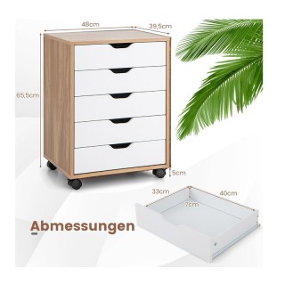 Τροχήλατη Ξύλινη Συρταριέρα Γραφείου με 5 Συρτάρια 48 x 39.5 x 65.5... Τροχήλατη Ξύλινη Συρταριέρα Γραφείου με 5 Συρτάρια 48 x 39.5 x 65.5...