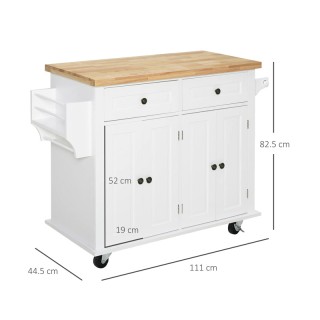 Τροχήλατο Έπιπλο Κουζίνας με 2 Ντουλάπια και 2 Συρτάρια 111 x 44.5 ...