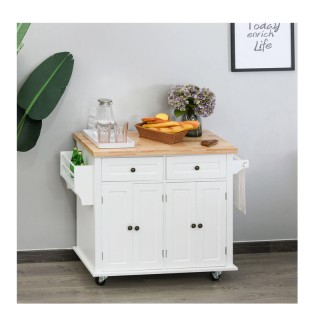 Τροχήλατο Έπιπλο Κουζίνας με 2 Ντουλάπια και 2 Συρτάρια 111 x 44.5 ...