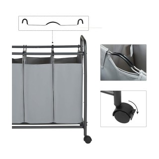 Τροχήλατο Καλάθι Απλύτων με 3 Χώρους Χρώματος Γκρι Songmics LSF003GS Τροχήλατο Καλάθι Απλύτων με 3 Χώρους Χρώματος Γκρι Songmics LSF003GS