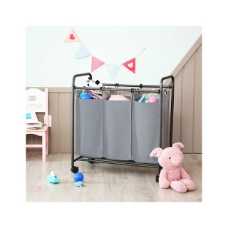 Τροχήλατο Καλάθι Απλύτων με 3 Χώρους Χρώματος Γκρι Songmics LSF003GS Τροχήλατο Καλάθι Απλύτων με 3 Χώρους Χρώματος Γκρι Songmics LSF003GS