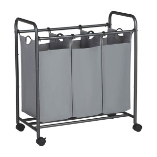 Τροχήλατο Καλάθι Απλύτων με 3 Χώρους Χρώματος Γκρι Songmics LSF003GS Τροχήλατο Καλάθι Απλύτων με 3 Χώρους Χρώματος Γκρι Songmics LSF003GS