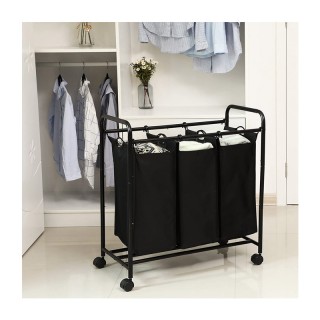 Τροχήλατο Καλάθι Απλύτων με 3 Χώρους Χρώματος Μαύρο Songmics LSF003B Τροχήλατο Καλάθι Απλύτων με 3 Χώρους Χρώματος Μαύρο Songmics LSF003B