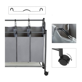 Τροχήλατο Καλάθι Απλύτων με 4 Χώρους Χρώματος Γκρι Songmics LSF005GS Τροχήλατο Καλάθι Απλύτων με 4 Χώρους Χρώματος Γκρι Songmics LSF005GS