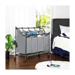 Τροχήλατο Καλάθι Απλύτων με 4 Χώρους Χρώματος Γκρι Songmics LSF005GS Τροχήλατο Καλάθι Απλύτων με 4 Χώρους Χρώματος Γκρι Songmics LSF005GS