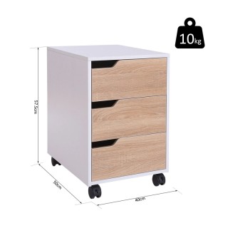 Τροχήλατη Ξύλινη Συρταριέρα Γραφείου με 3 Συρτάρια 40 x 50 x 57.5 c...