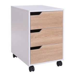 Τροχήλατη Ξύλινη Συρταριέρα Γραφείου με 3 Συρτάρια 40 x 50 x 57.5 c...