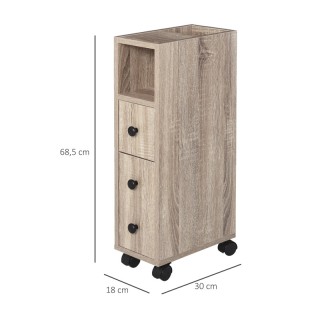 Τροχήλατο Ξύλινο Έπιπλο Μπάνιου 18 x 30 x 68.5 cm Kleankin 834-256AK Τροχήλατο Ξύλινο Έπιπλο Μπάνιου 18 x 30 x 68.5 cm Kleankin 834-256AK