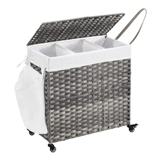 Τροχήλατο Πτυσσόμενο Καλάθι Απλύτων από Ρατάν με 3 Χώρους 66 x 35 x... Τροχήλατο Πτυσσόμενο Καλάθι Απλύτων από Ρατάν με 3 Χώρους 66 x 35 x...