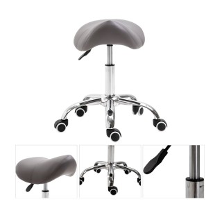 Τροχήλατο Σκαμπό με Ρυθμιζόμενο Ύψος 49-61 cm Χρώματος Γκρι HOMCOM ... Τροχήλατο Σκαμπό με Ρυθμιζόμενο Ύψος 49-61 cm Χρώματος Γκρι HOMCOM ...