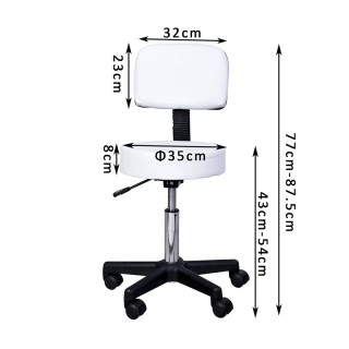 Τροχήλατο Σκαμπό με Ρυθμιζόμενο Ύψος 77-87.5 cm Χρώματος Λευκό HOMC...