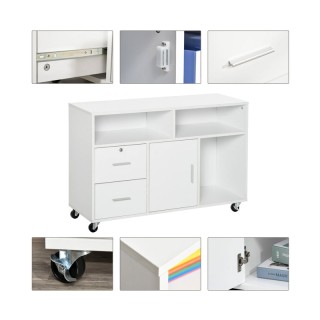 Τροχήλατο Ξύλινο Έπιπλο Γραφείου με 1 Ντουλάπι 3 Ράφια και 2 Συρτάρ... Τροχήλατο Ξύλινο Έπιπλο Γραφείου με 1 Ντουλάπι 3 Ράφια και 2 Συρτάρ...