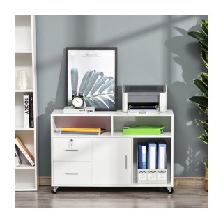 Τροχήλατο Ξύλινο Έπιπλο Γραφείου με 1 Ντουλάπι 3 Ράφια και 2 Συρτάρ... Τροχήλατο Ξύλινο Έπιπλο Γραφείου με 1 Ντουλάπι 3 Ράφια και 2 Συρτάρ...