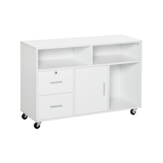 Τροχήλατο Ξύλινο Έπιπλο Γραφείου με 1 Ντουλάπι 3 Ράφια και 2 Συρτάρ...